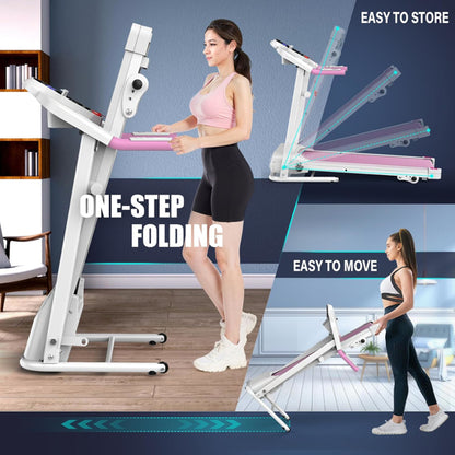 Compact Folding Treadmill For Home - 2.5HP Quiet Brushless Motor, 3-Level Incline, 7.5 MPH, Shock Absorption, Space-Saving Design For Running, Walking - Treadmill For Small Spaces & Home Use