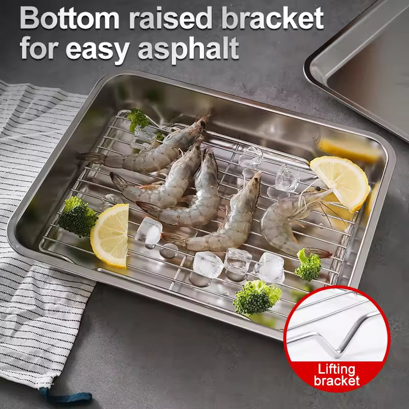 304 Stainless Steel Square Mesh Rack Oven Tray - Multi-functional For Home Use Frying, Baking, Draining, And Roasting