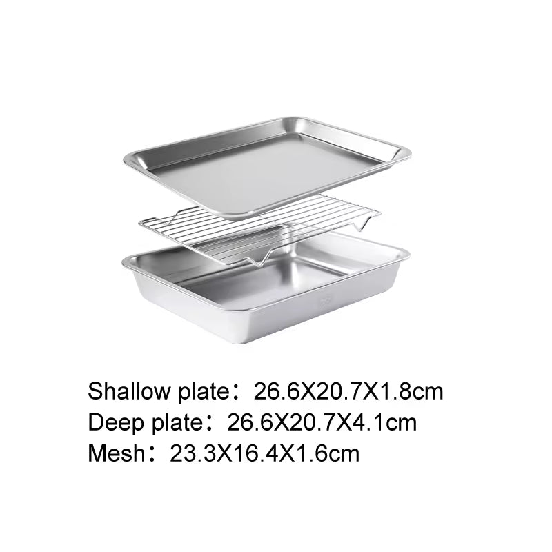 304 Stainless Steel Square Mesh Rack Oven Tray - Multi-functional For Home Use Frying, Baking, Draining, And Roasting