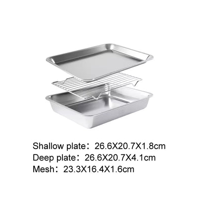 304 Stainless Steel Square Mesh Rack Oven Tray - Multi-functional For Home Use Frying, Baking, Draining, And Roasting