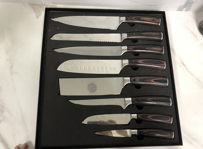 Imperial 8-Piece Japanese Knife Set | High Carbon Stainless Steel with Laser Damascus Pattern | Ergonomic Pakka Wood Handles | Ultra Sharp Professional Kitchen Collection