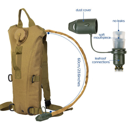 1Pc 3L Tactical Hydration Pack  Water Bladder Adjustable Water Drink Backpack For Hiking Cycling Climbing Running