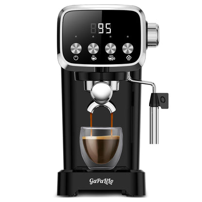 20 BAR Slim Espresso Machine With Milk Frother, Cup Warmer, 43 OZ Detachable Tank, For Espresso, Americano, Latte, Space-Saving, Screen Button, Black, Amazon Resale Prohibited