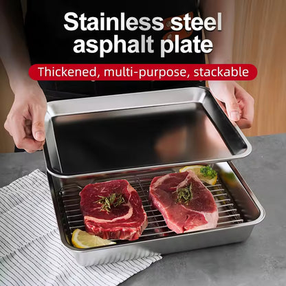 304 Stainless Steel Square Mesh Rack Oven Tray - Multi-functional For Home Use Frying, Baking, Draining, And Roasting