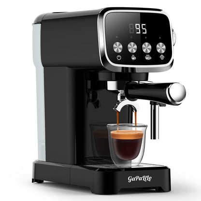 20 BAR Slim Espresso Machine With Milk Frother, Cup Warmer, 43 OZ Detachable Tank, For Espresso, Americano, Latte, Space-Saving, Screen Button, Black, Amazon Resale Prohibited