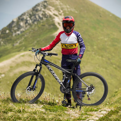 A2660 26 Inch Mountain Bike, 21-Speed Disc Brakes, Durable Frame, Front, Rear Dual-Shock Absorption, Unisex For Commuting, Travel, School, Mountain And City Road Cycling