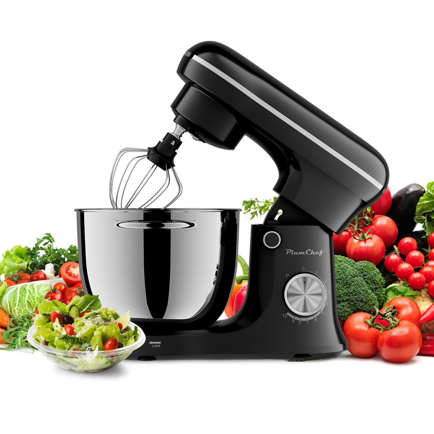 6QT Electric Stand Mixer, 10 Speed, Tilt-Head, Dough Mixer With Dishwasher Safe Stainless Steel Bowl, Flat Beater, Whisk For Baking, For Family Kitchens
