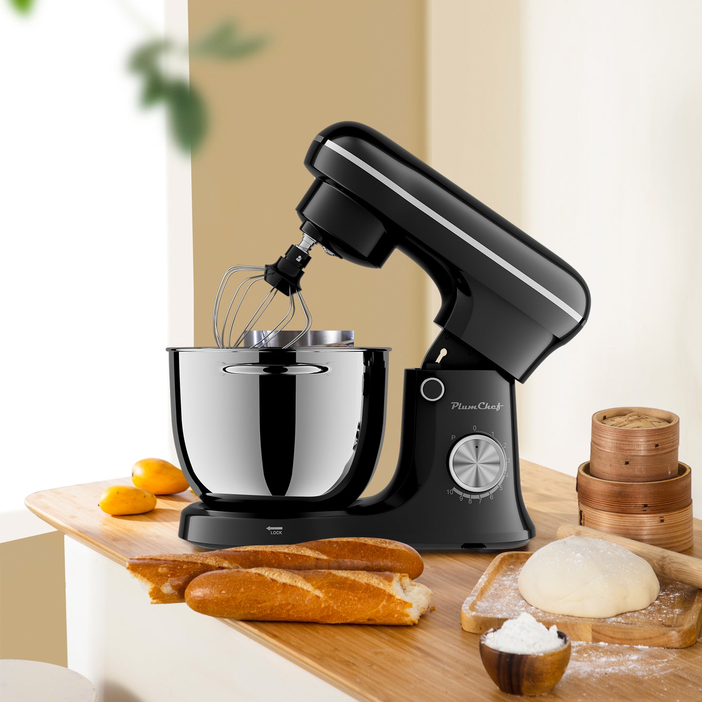 6QT Electric Stand Mixer, 10 Speed, Tilt-Head, Dough Mixer With Dishwasher Safe Stainless Steel Bowl, Flat Beater, Whisk For Baking, For Family Kitchens