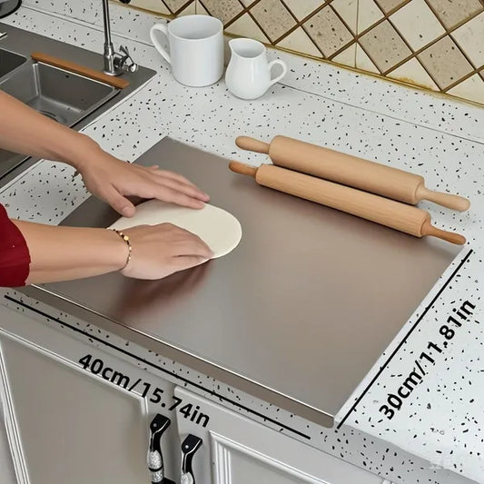 Stainless Steel Cutting Board With Lip For Kitchen Chopping Boards For Countertop Large Metal Cutting Board Over Sink Suitable For Meat Fruits Vegetables Bread Noodle And Pizza Bamboo Knives