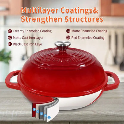 Enameled Cast Iron Dutch Oven With Lid,11" Bread Oven,6 Quart Enamel Bread Pan,Dutch Oven For Sourdough Baking-with Silicone Mat,Thick Enamel Oven Pan-Gifts For Family