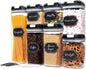 7-Piece Airtight Food Storage Set | BPA-Free Stackable Pantry Canisters | Clear Containers with Spring-Lock Lids & Reusable Labels | Mindful Kitchen Organization