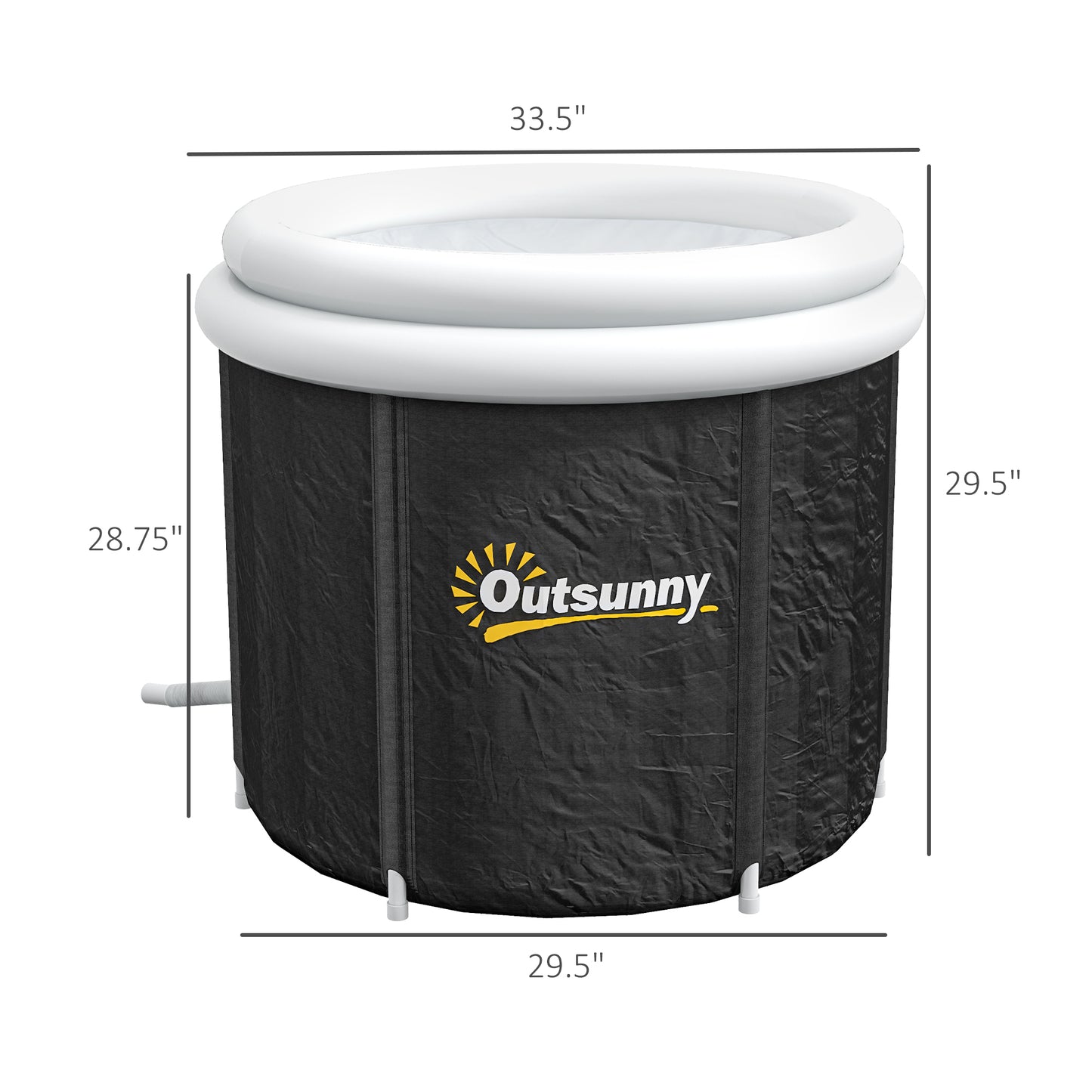 Cold Plunge Tub, Portable Ice Bath Cold Water Therapy Tub with Thermo Lid, for Athletes Recovery, Black
