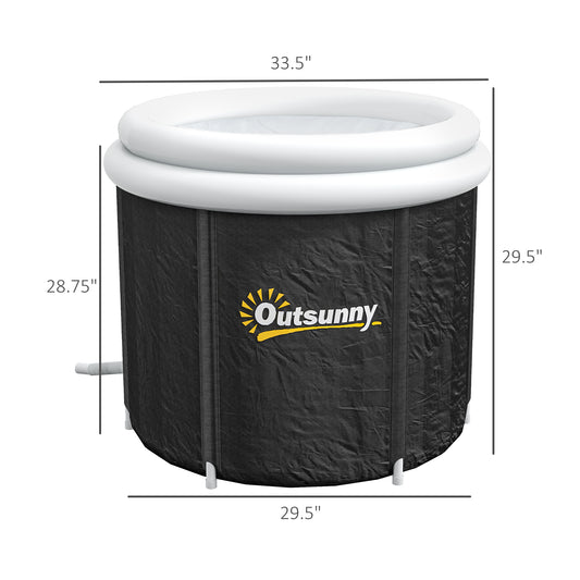 Cold Plunge Tub, Portable Ice Bath Cold Water Therapy Tub with Thermo Lid, for Athletes Recovery, Black