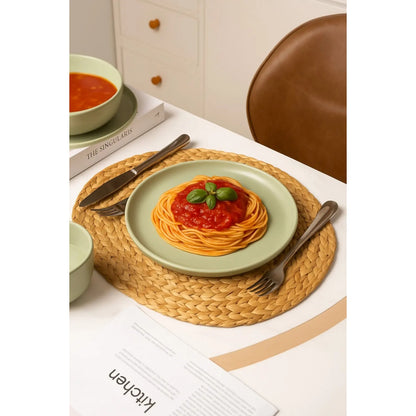 12-Piece Stoneware Dinner Plates Bowls Sets  Microwave  Dishwasher Safe  Non-Toxic Dinner Plates Bowls Set  Stackable Matte Glaze Kitchenware For 4