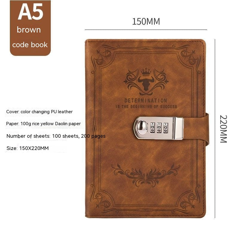 A5 Retro Codebook Journal With Lock