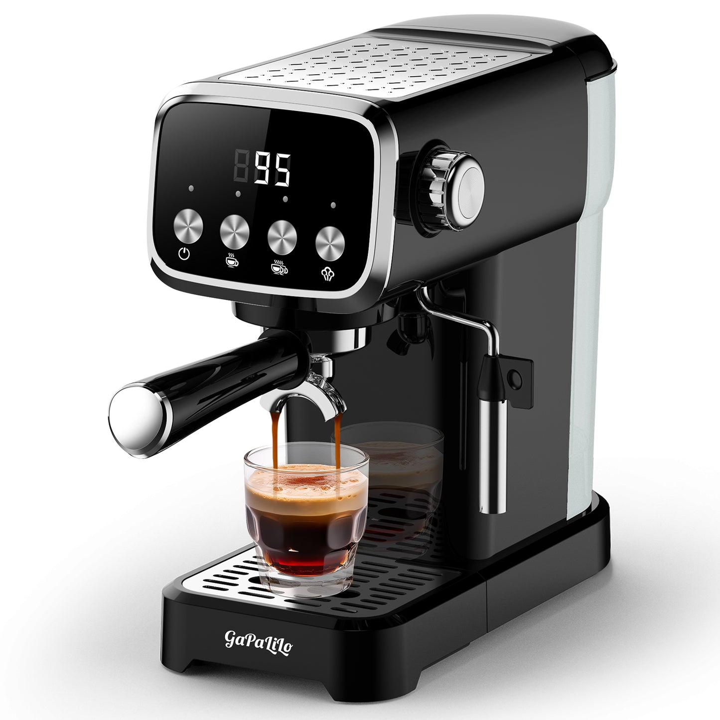 20 BAR Slim Espresso Machine With Milk Frother, Cup Warmer, 43 OZ Detachable Tank, For Espresso, Americano, Latte, Space-Saving, Screen Button, Black, Amazon Resale Prohibited