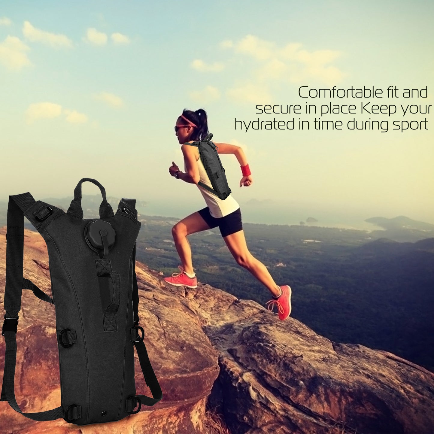1Pc 3L Tactical Hydration Pack  Water Bladder Adjustable Water Drink Backpack For Hiking Cycling Climbing Running