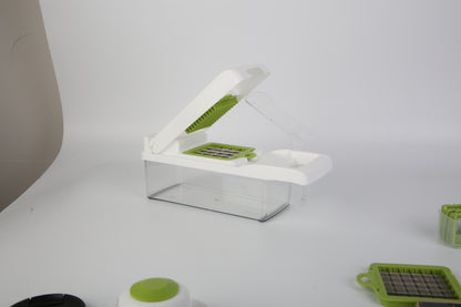 1Set 12 In 1 Vegetable Chopper With Container Kitchen Food Slicer Dicer Grater Peeler Egg Separator Hand Protector For Onion Salad Potato