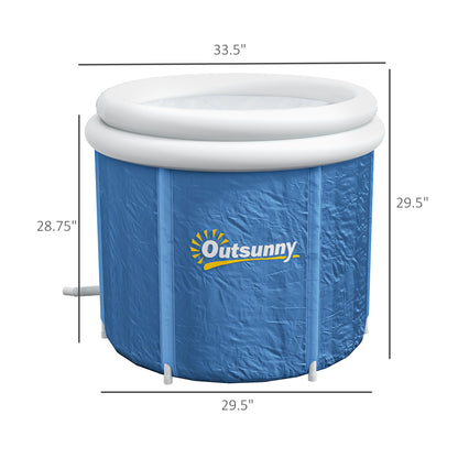 Cold Plunge Tub, Portable Ice Bath Cold Water Therapy Tub with Thermo Lid, for Athletes Recovery, Dark Blue